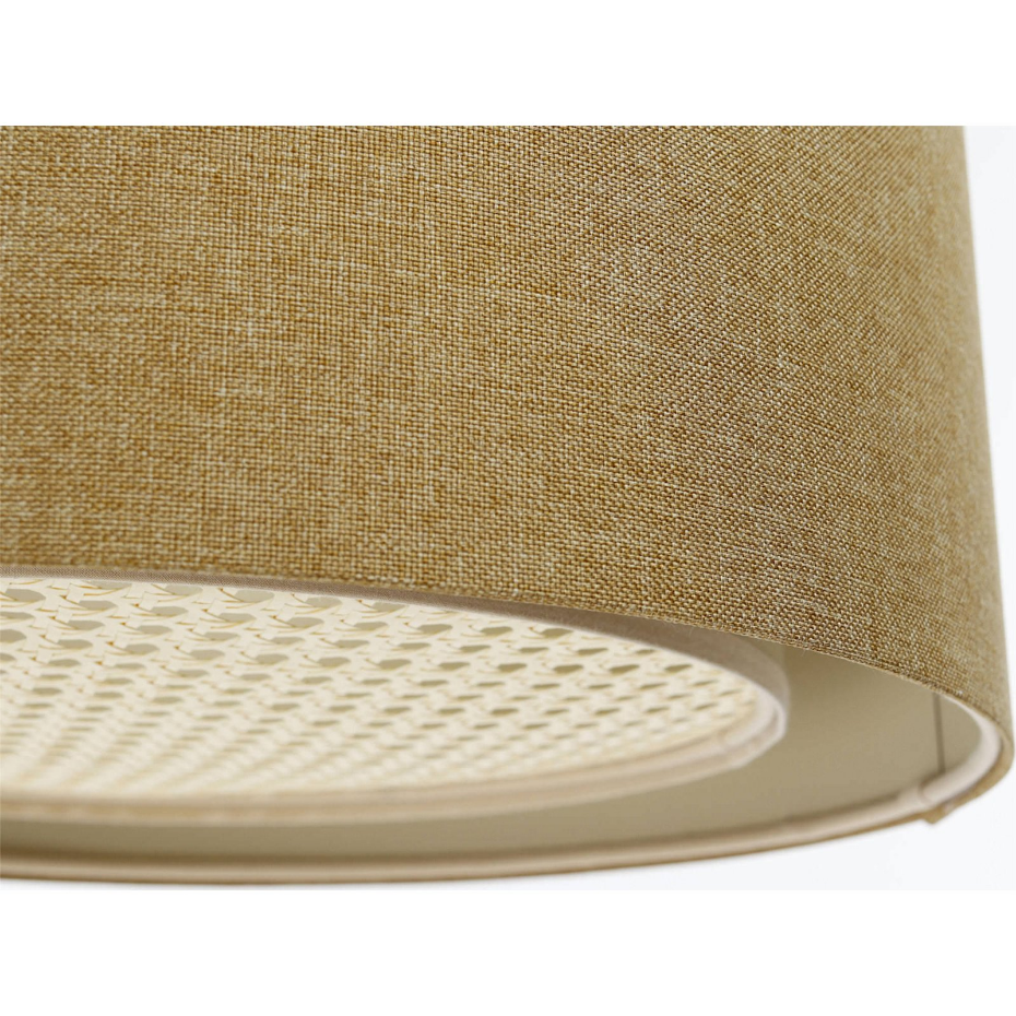 Suspension ronde en tissu avec diffuseur rotin Boho Elegant