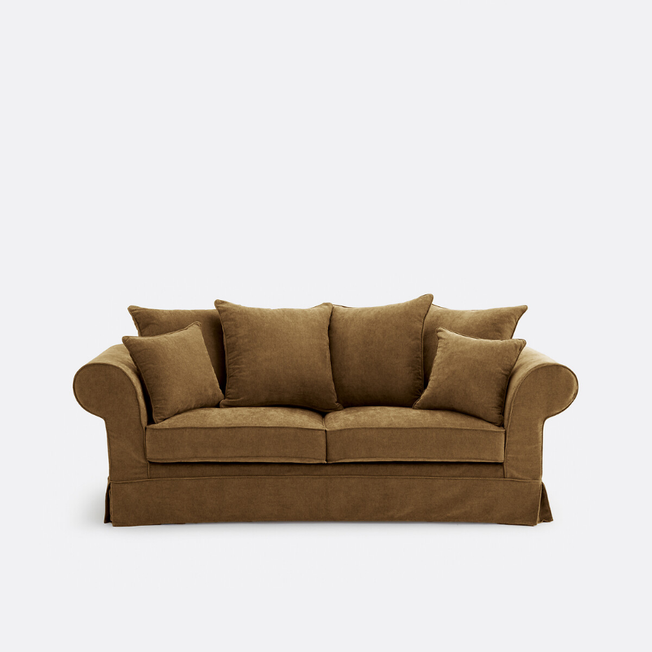 Canapé droit, convertible, 2 ou 3 places, en polyester chiné, ADELIA
