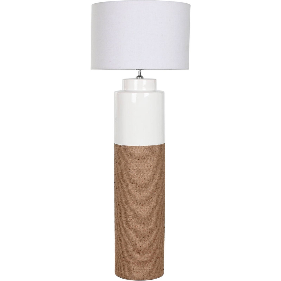 Lampadaire rond en céramique et lin style scandinave Scandi Mediterraneo