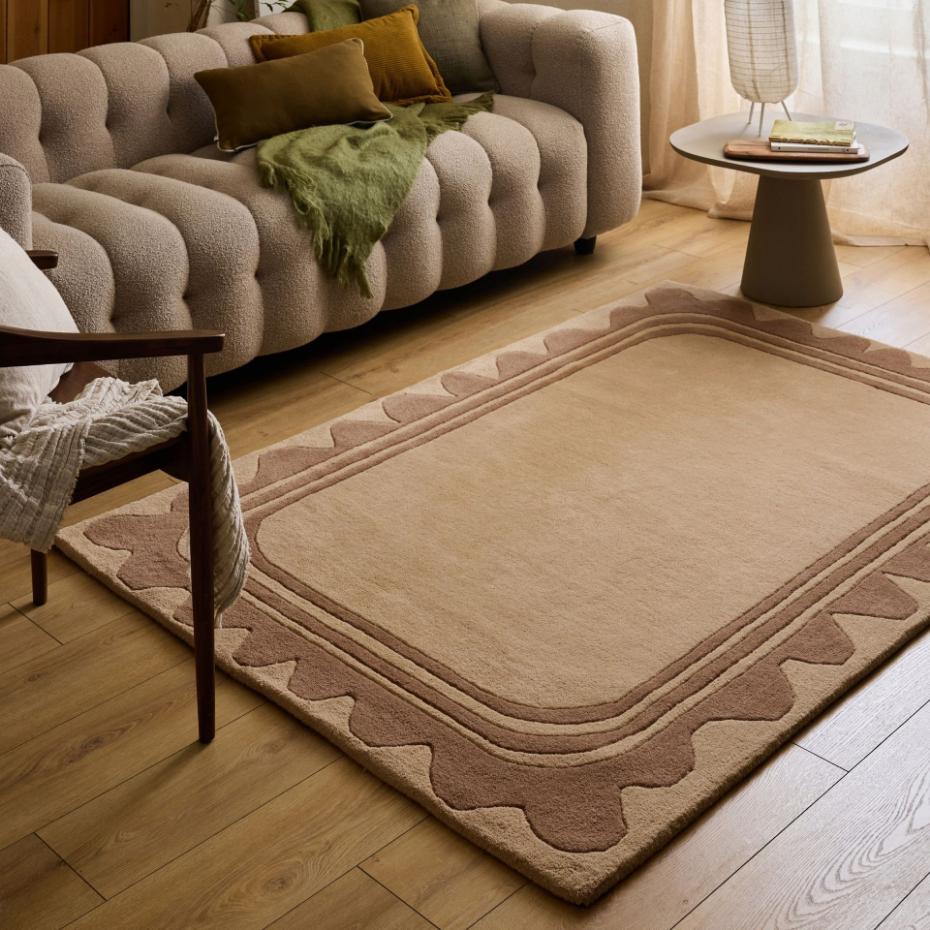 Tapis fait main en laine motif vintage CÈDRE BLANC