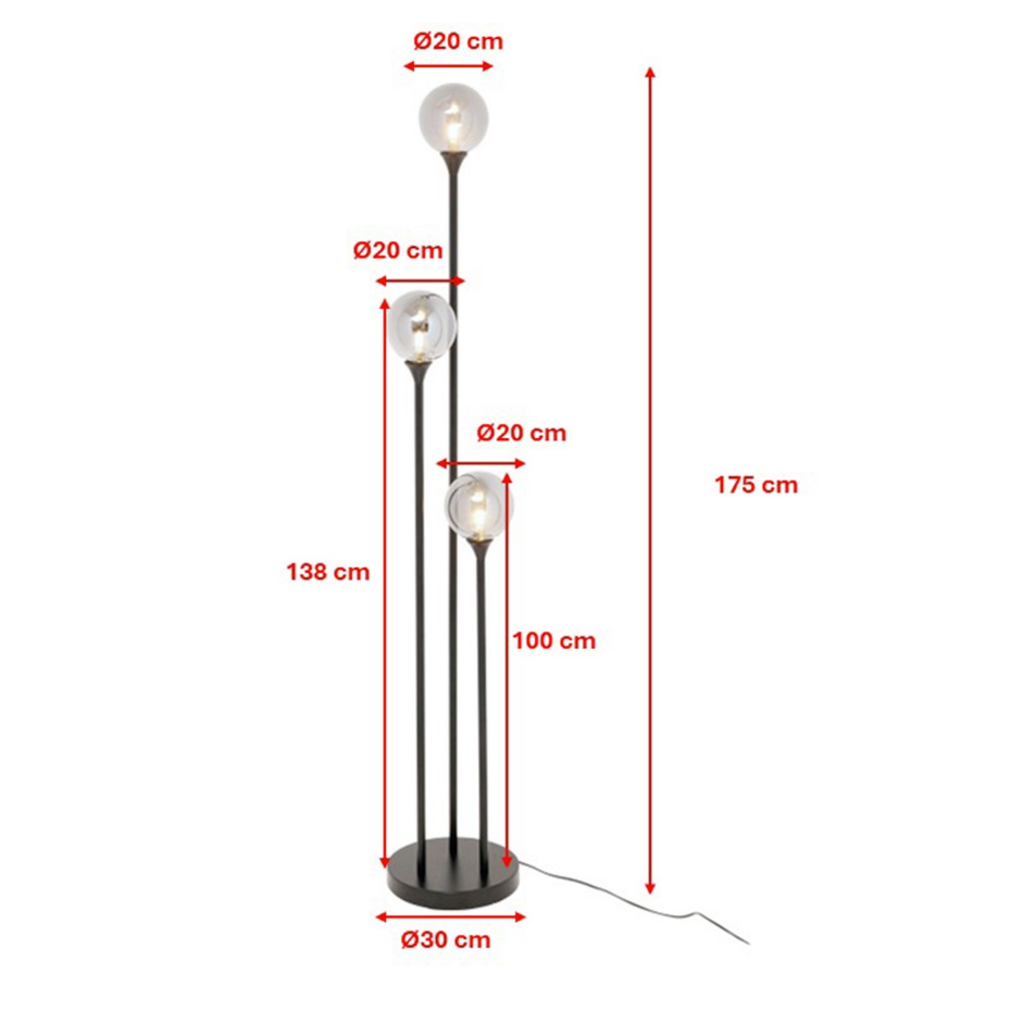 Lampadaire en verre et acier 175cm, AL CAPONE