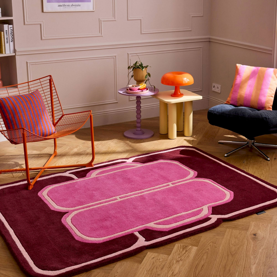 Tapis rectangulaire en laine et coton Nuage sucré