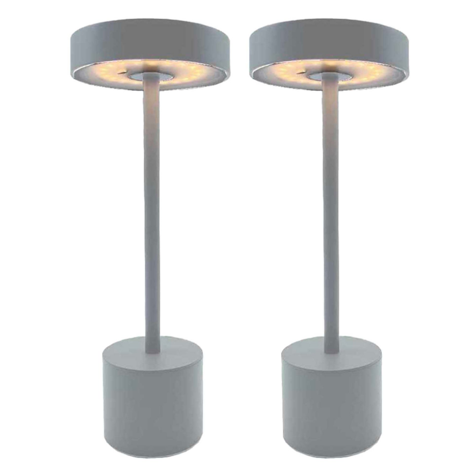 2 Lampe de table sans fil ROBY Gris H30cm