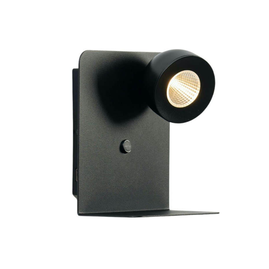 Applique liseuse noire avec USB - LYNGEN