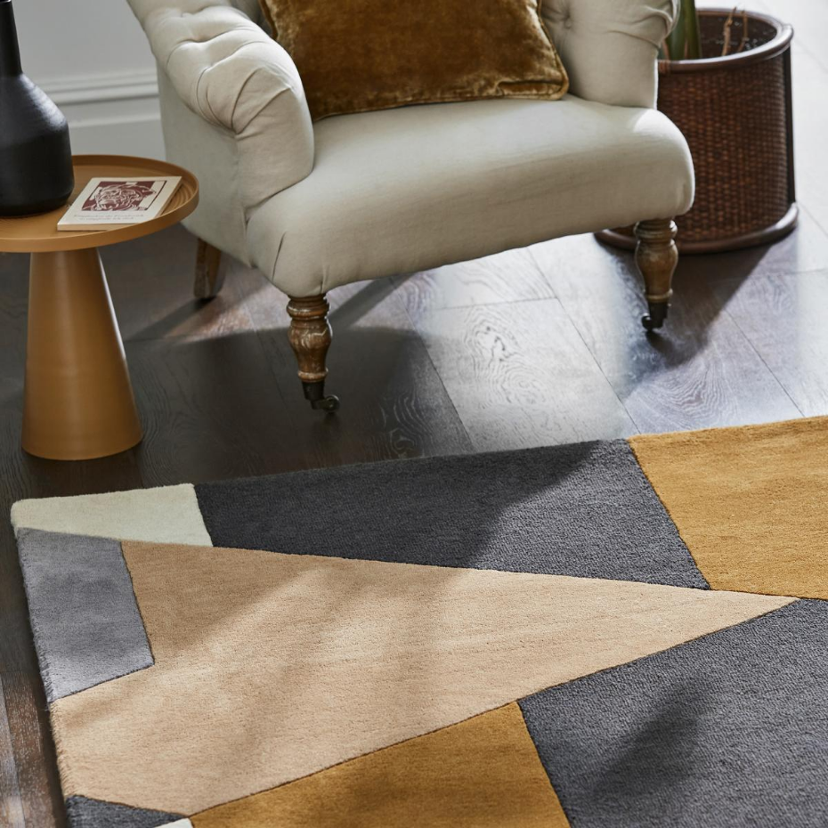 Tapis salon et chambre PAPOVA, fait à la main motif géométrique