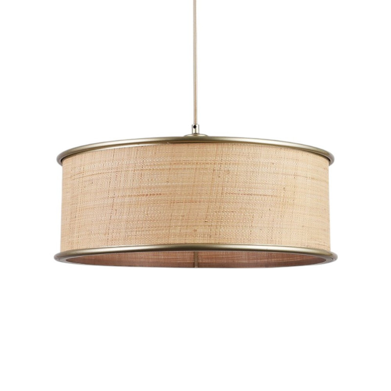 Suspension raphia naturel et métal champagne Bob