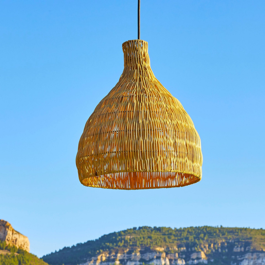 Suspension Extérieure Rotin Beige H38cm Câble 5m