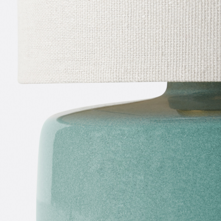 Lampe à poser céramique et lin hauteur 25 cm, Amaga
