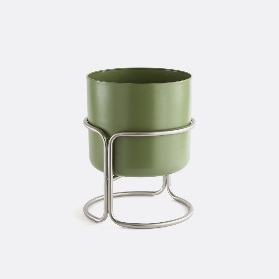 Cache-pot sur pied en métal fer Ø37,5 cm, Giorgio