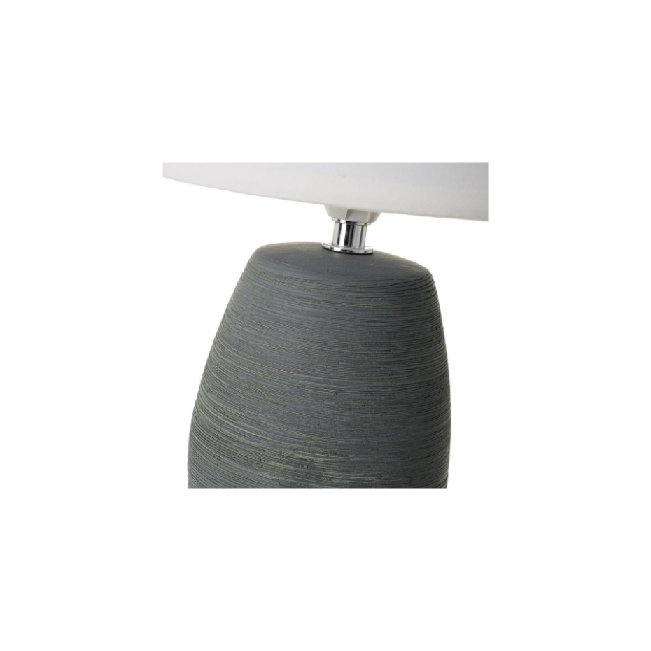Lampe à poser ronde céramique grise effet naturel - 17x17x27.5cm