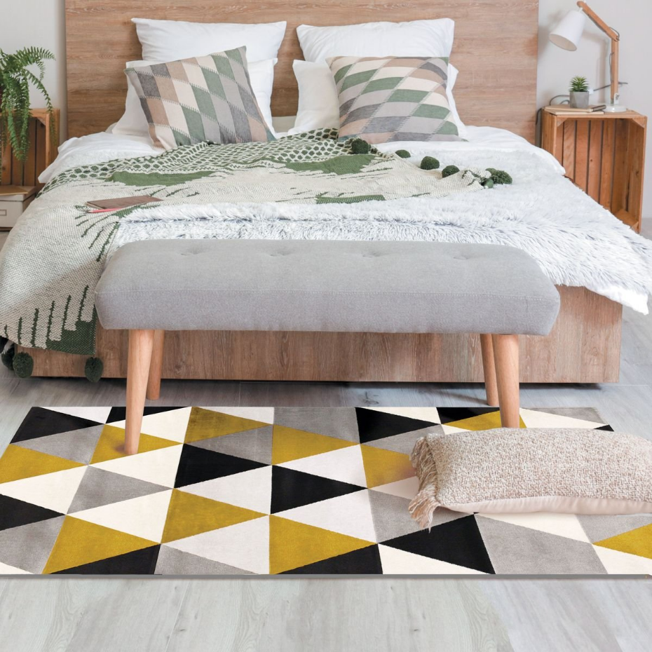 Tapis salon toucher laineux motif triangles  GEO SCANDI