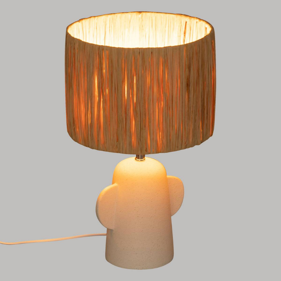 Lampe à poser céramique et raphia RAIA