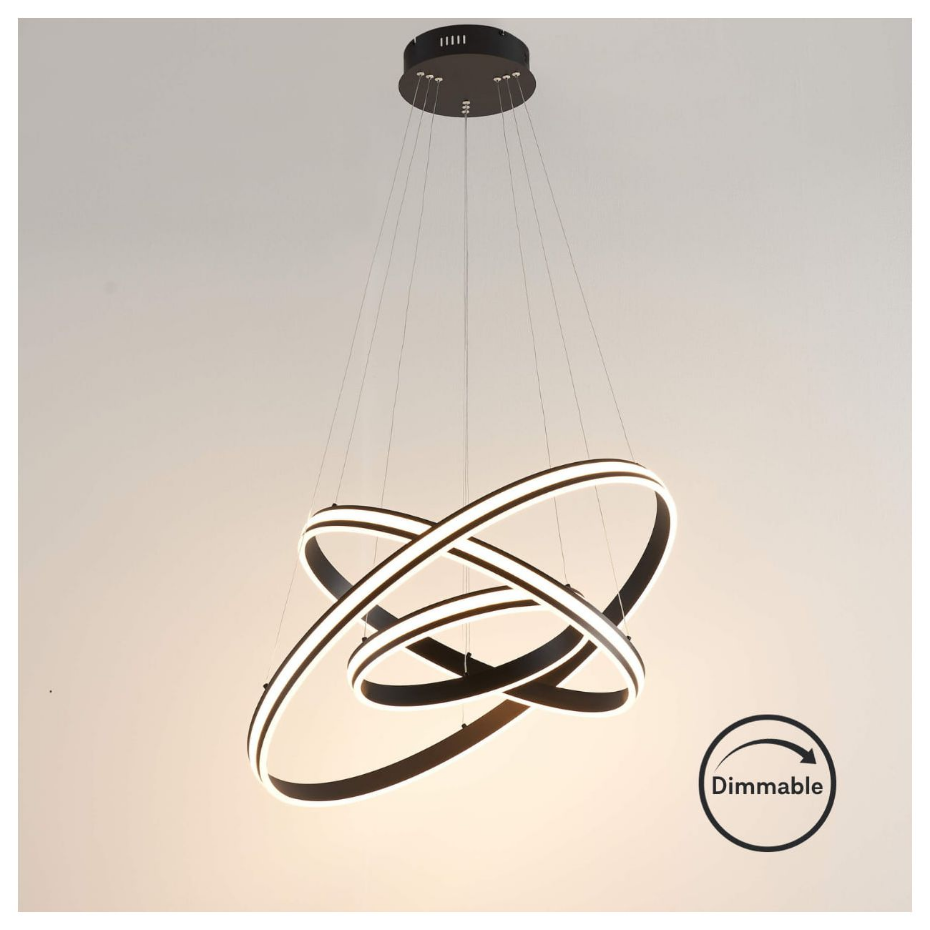 Suspension LED Design à Trois Anneaux - MAROGGIA