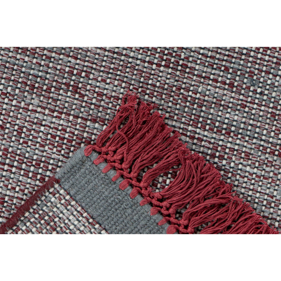 Tapis rectangulaire frangé en laine tissé main