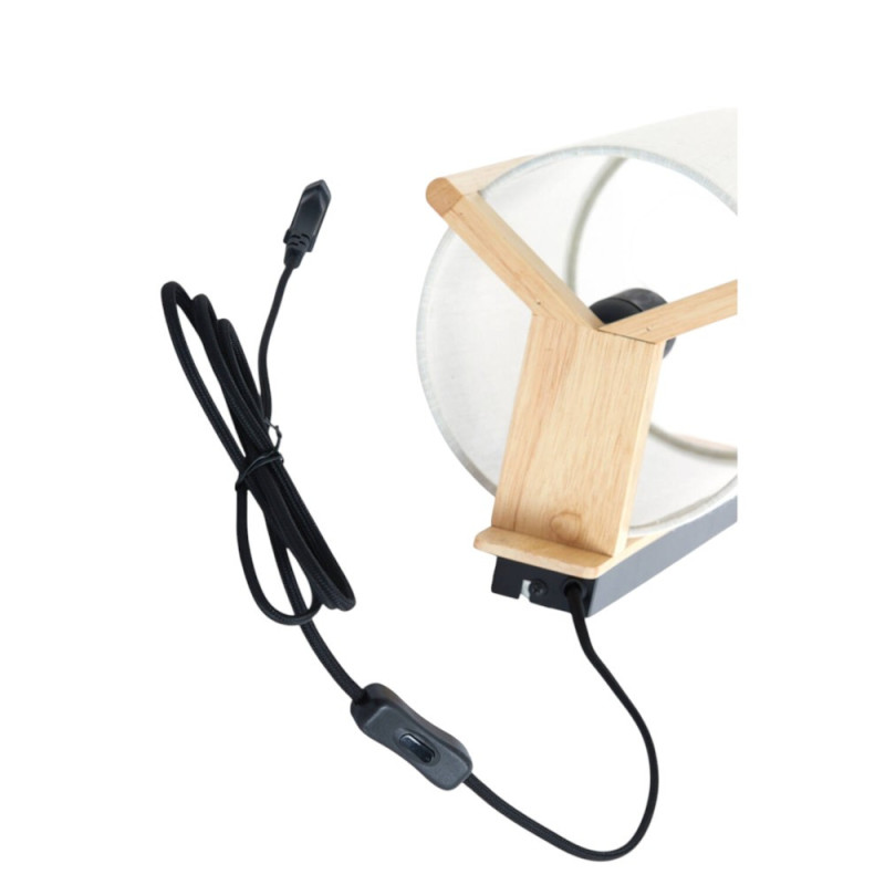 Applique bois clair et abat-jour blanc avec interrupteur Litto