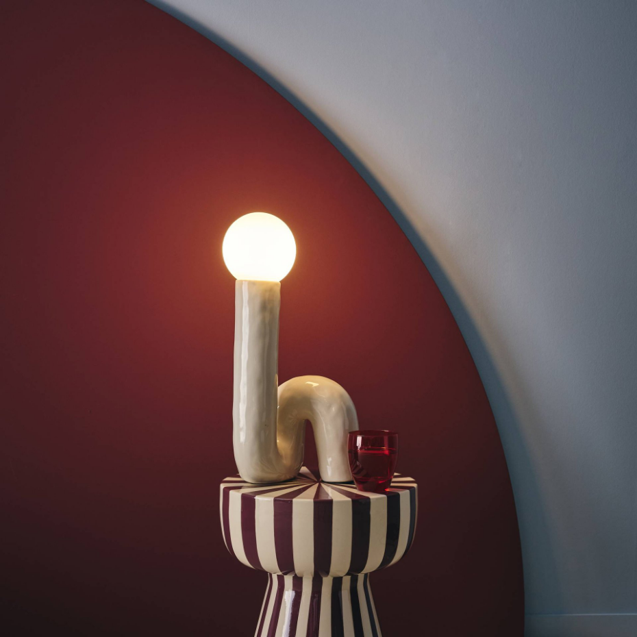 Lampe de table organique céramique vernis H 45cm ELMA