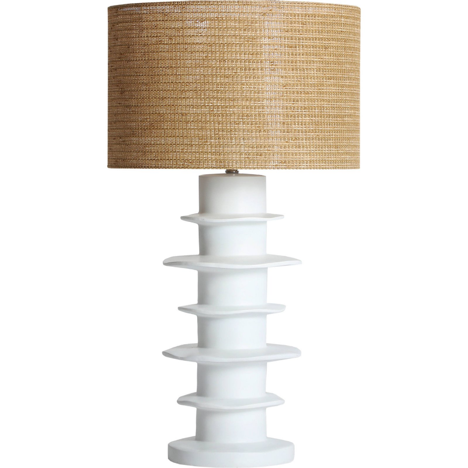 Lampe à poser en céramique et raphia