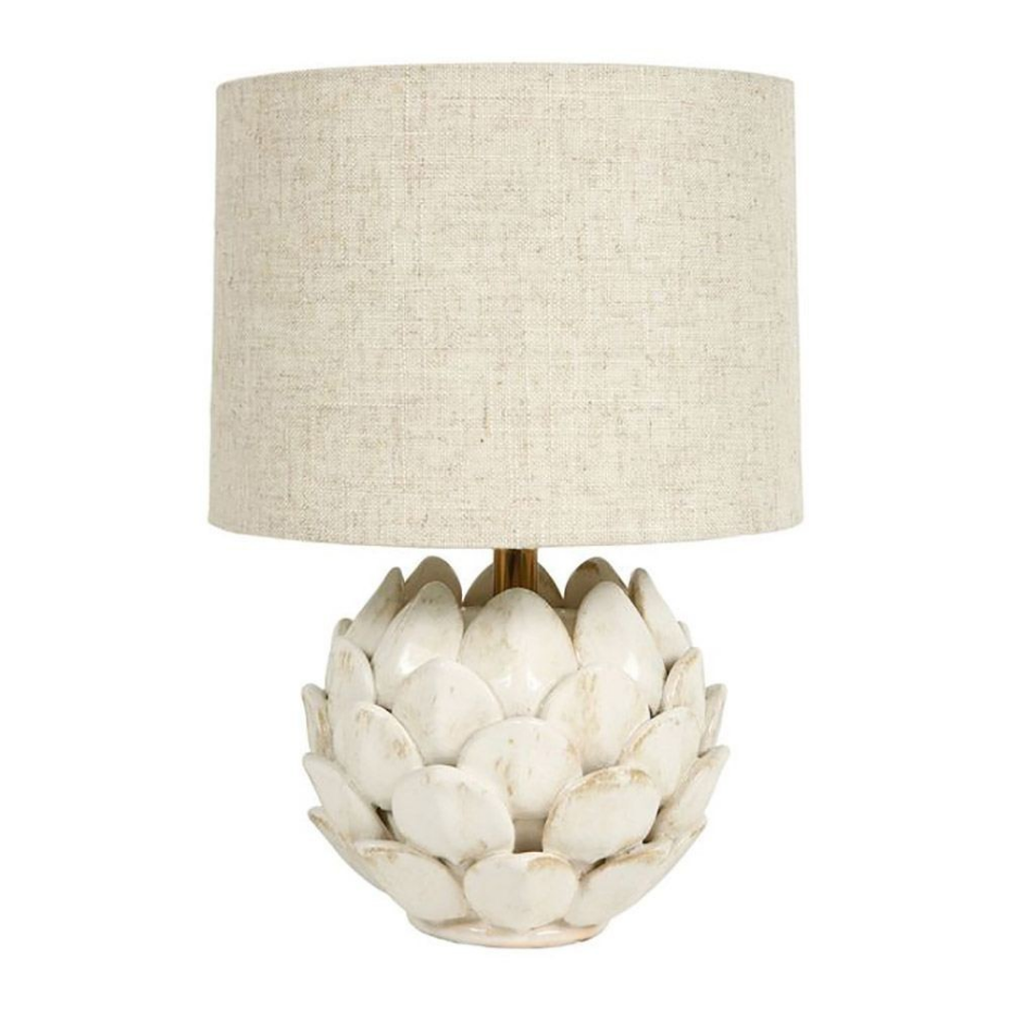 Lampe Pétales Céramique Lin Beige