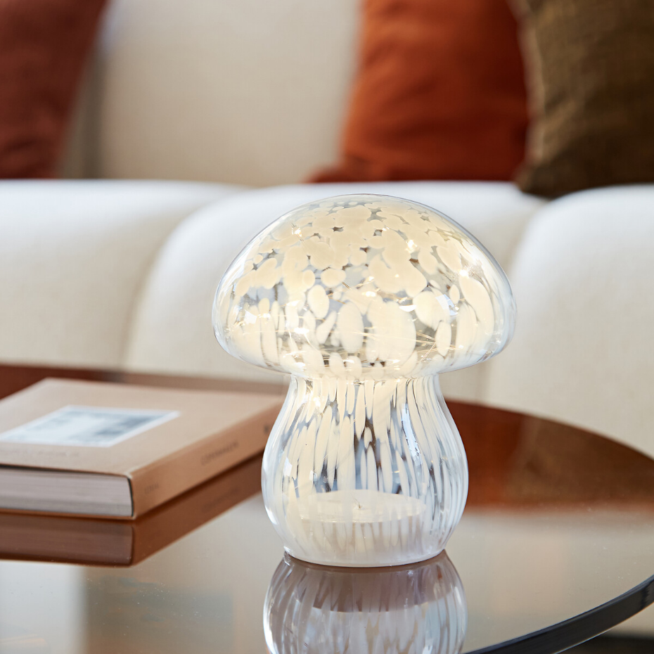 Lampe décorative champignon à LED en verre, Onoki