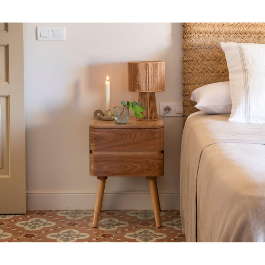 Lampe de chevet en corde de papier forme carrée