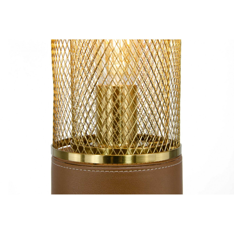 Lampadaire en métal et aspect cuir, ACUERO
