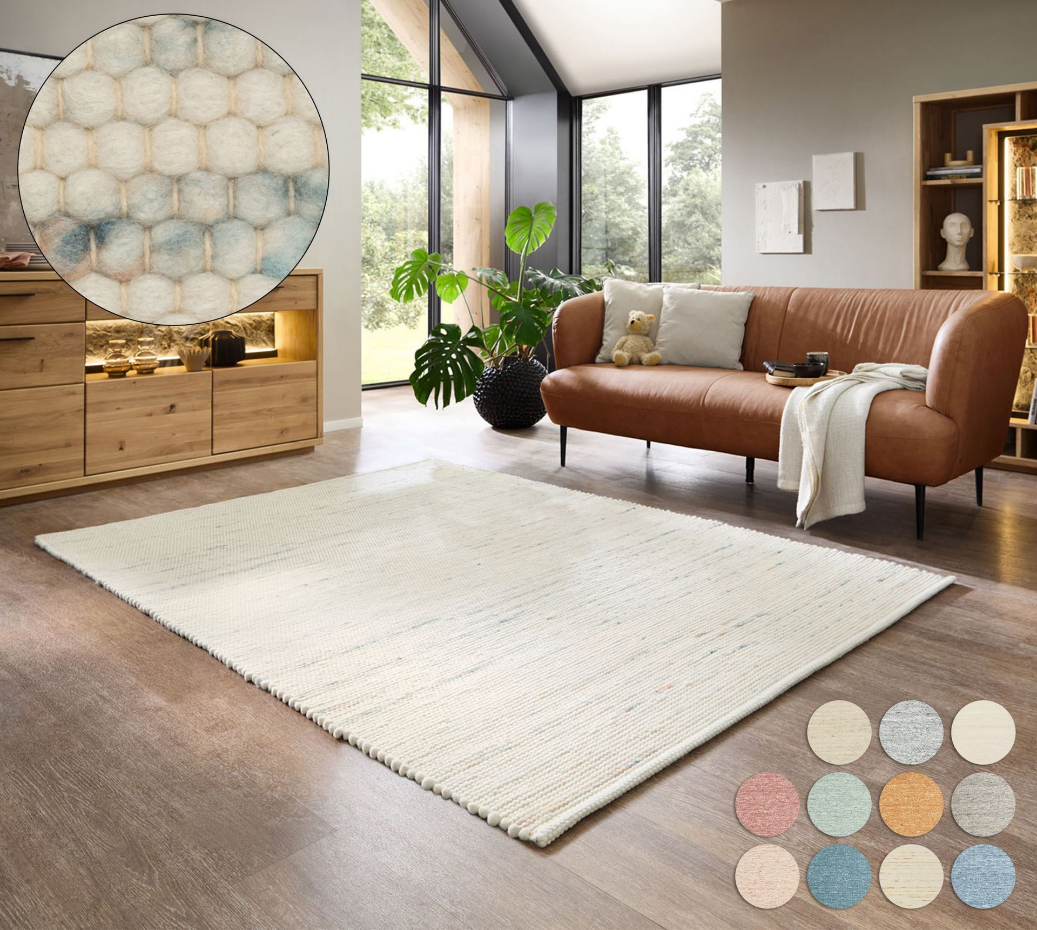 Tapis réversible en laine foulée tissé à la main aux couleurs vives - Alpen