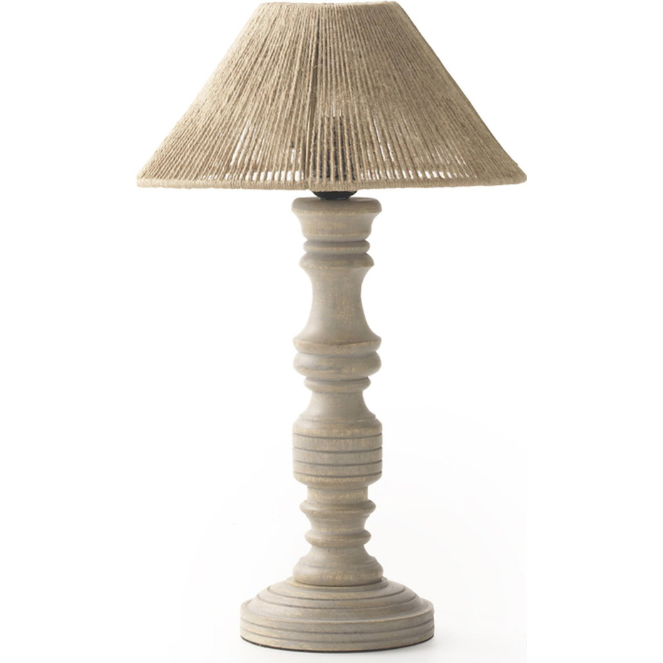 Lampe de table en bois et jute ronde