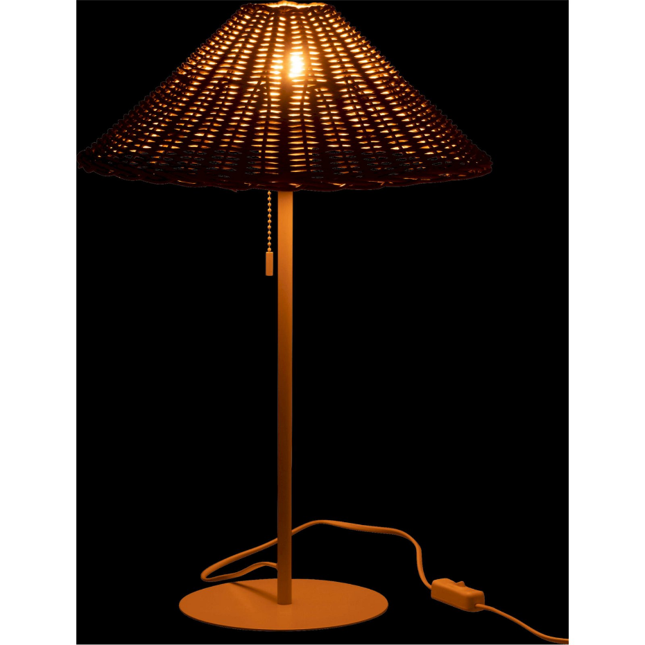 Lampe de salon en métal et rotin rond style bohème chic