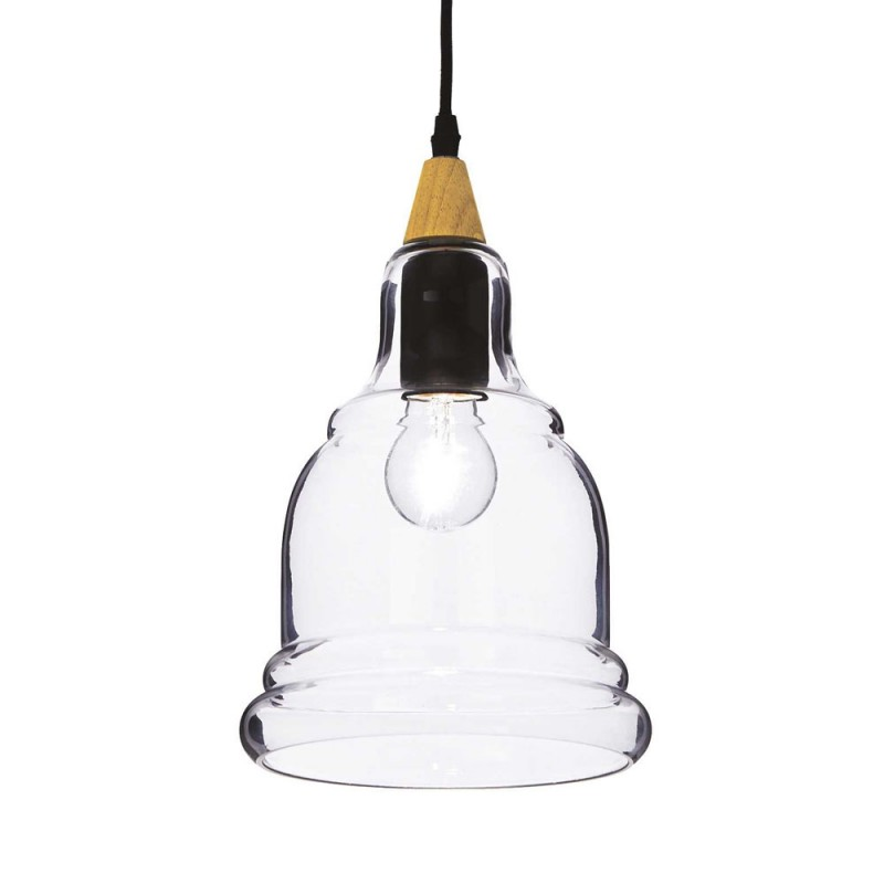 Suspension Verre Et Bois Axiome Lustre Rétro