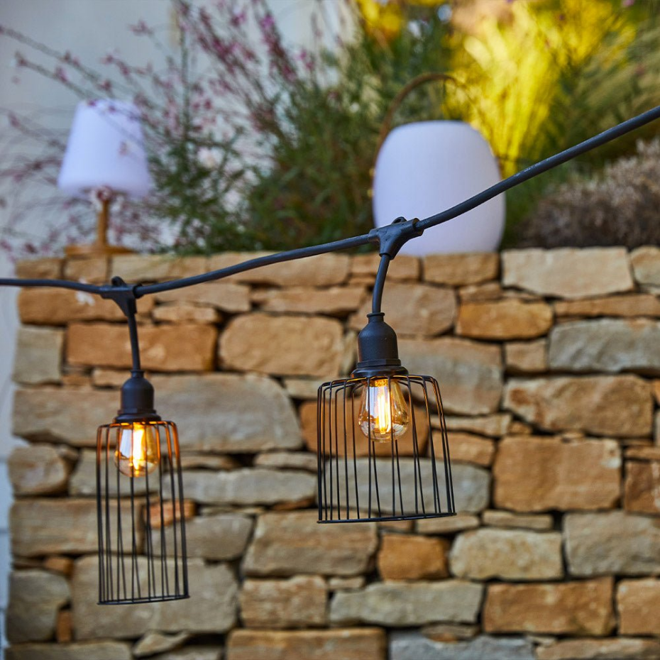 Guirlande cage métal NEMA 10 ampoules E27 6M