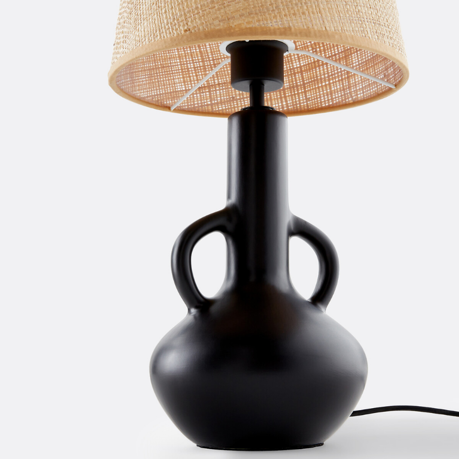 Lampe à poser céramique et raphia, Balsa