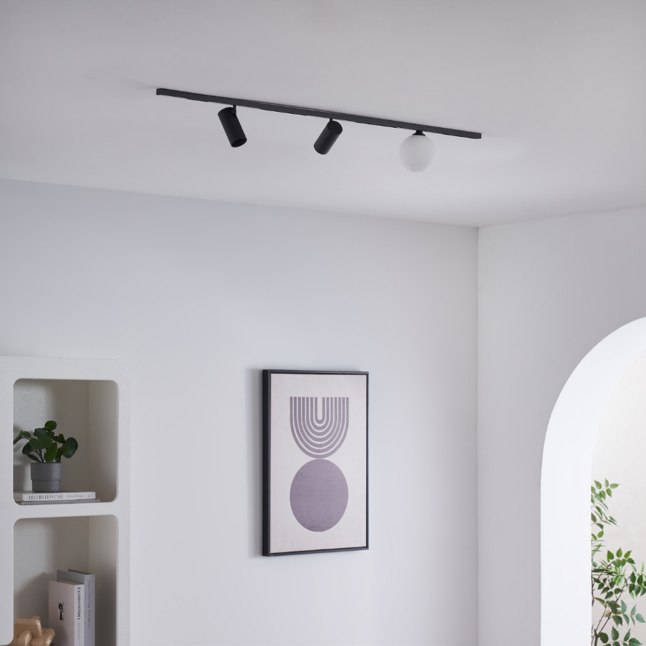 Kit rail LED 2 spots + 1 boule verre - LYNE