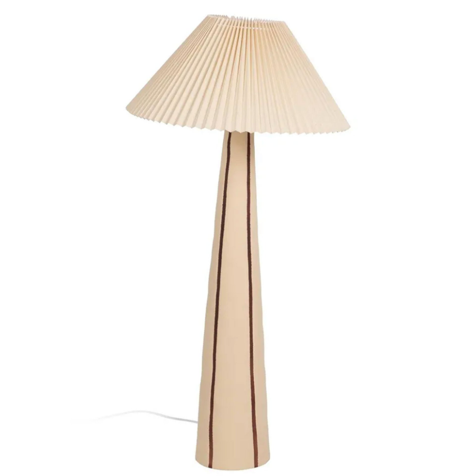 Lampadaire design céramique et abat-jour plissé 53x53x103cm