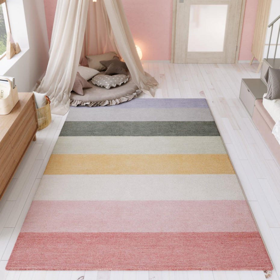 Tapis enfant à poil ras et rayures ,  LIO