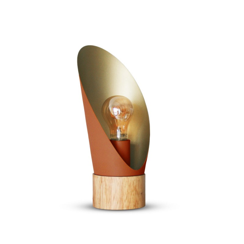 Lampe De Table Spoon Bois Et Métal Terracotta