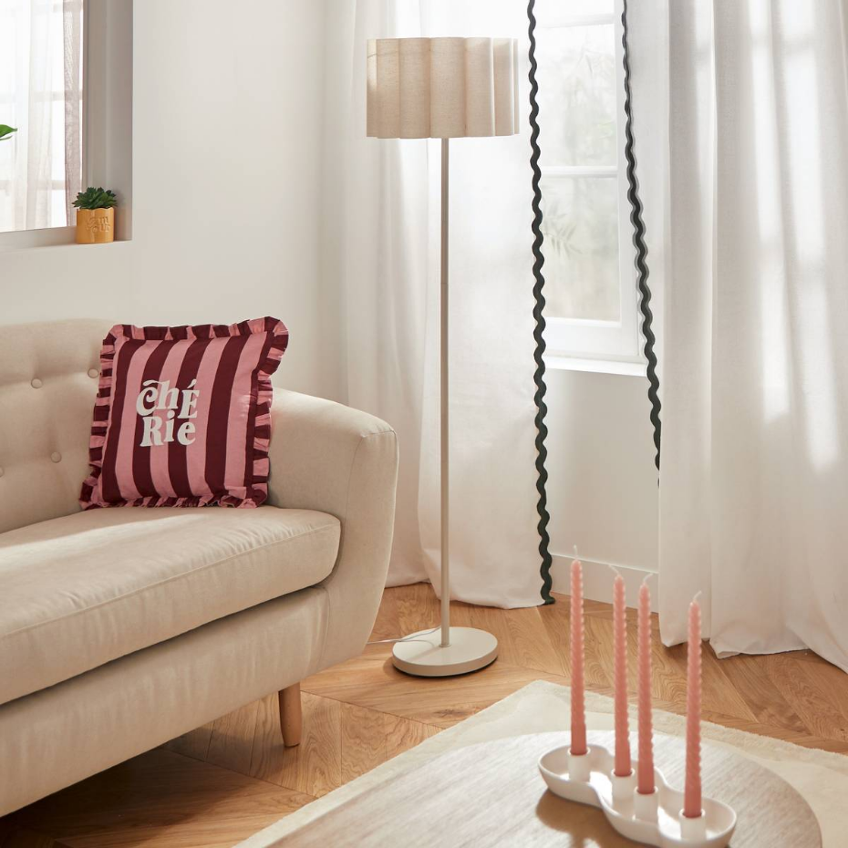 Lampadaire droit tissu surpiqué bucolique RONA