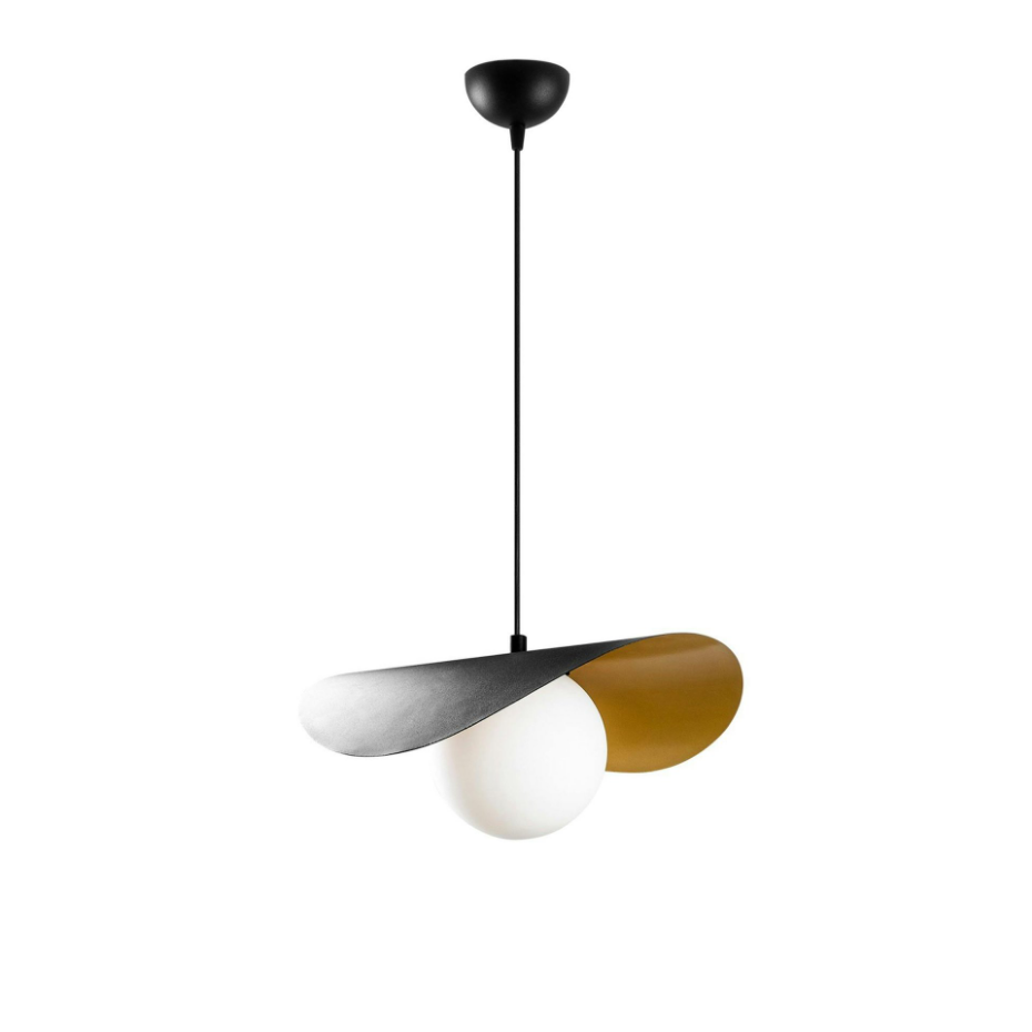 Suspension design noire & doré abat-jour galbé 1 globe SINOP