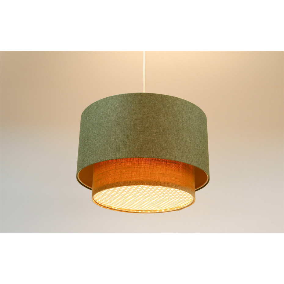 Suspension en tissu rond avec diffuseur rotin Boho Elegant