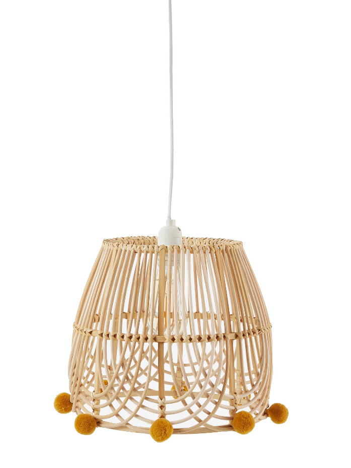 Abat-jour pour suspension pompons en rotin