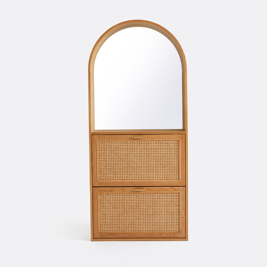 Armoire à chaussures, jusqu'à 8 paires, avec 2 abattants et miroir, MATHEO