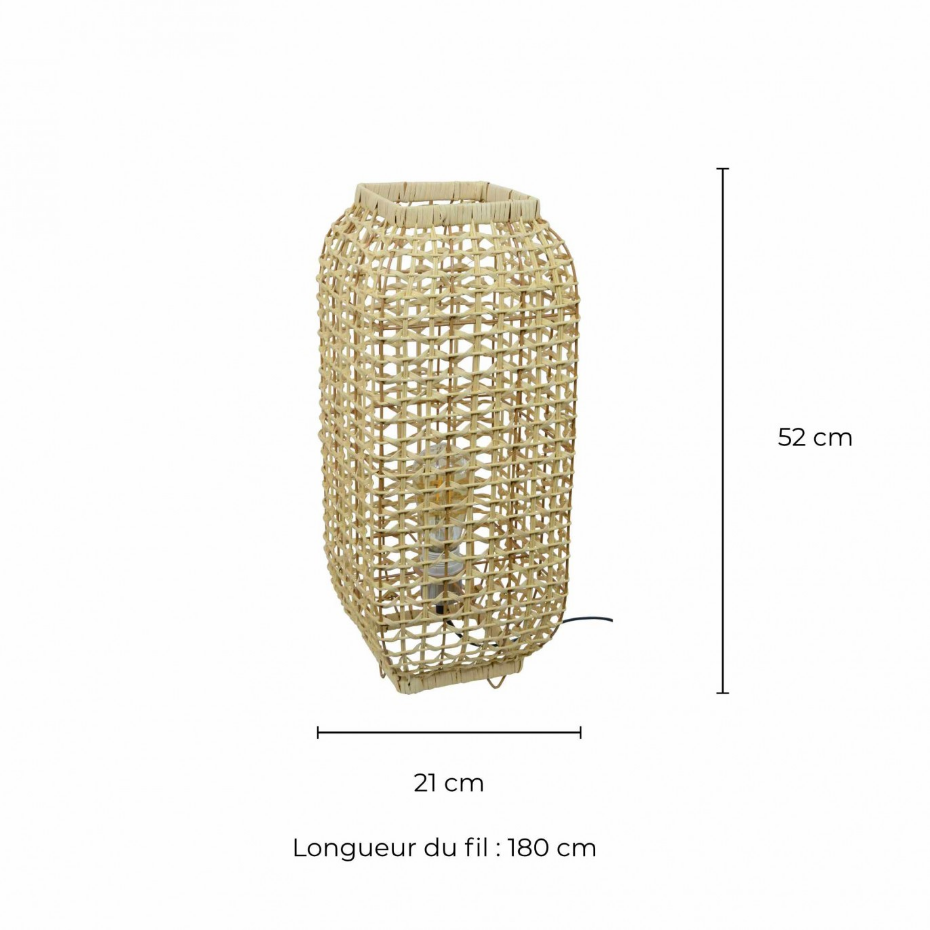 Lampe à poser en rotin et métal grand modèle, AMBA