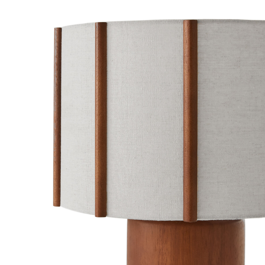 Lampe à poser en hévéa et lin, Vintela