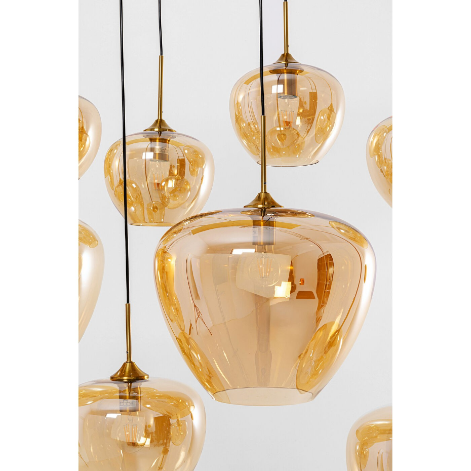 Suspension en verre et acier 10 abat-jours, SPHERE