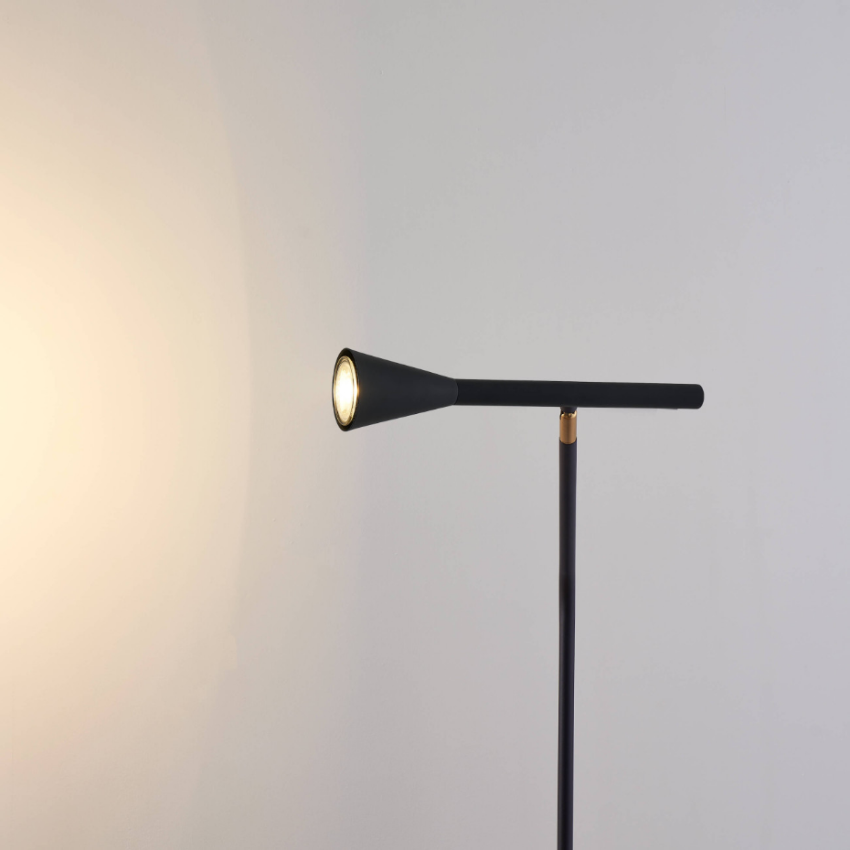 Lampadaire noir avec base en marbre - HOLEN