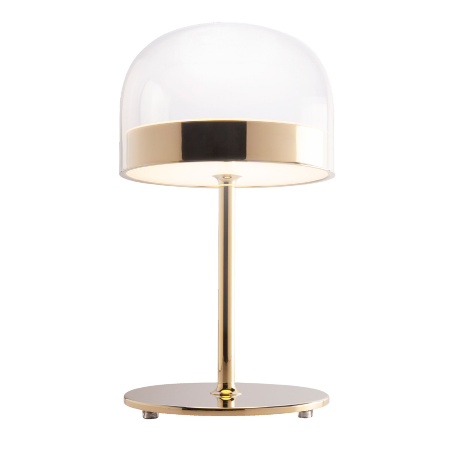 Lampe de bureau en acier et verre transparent