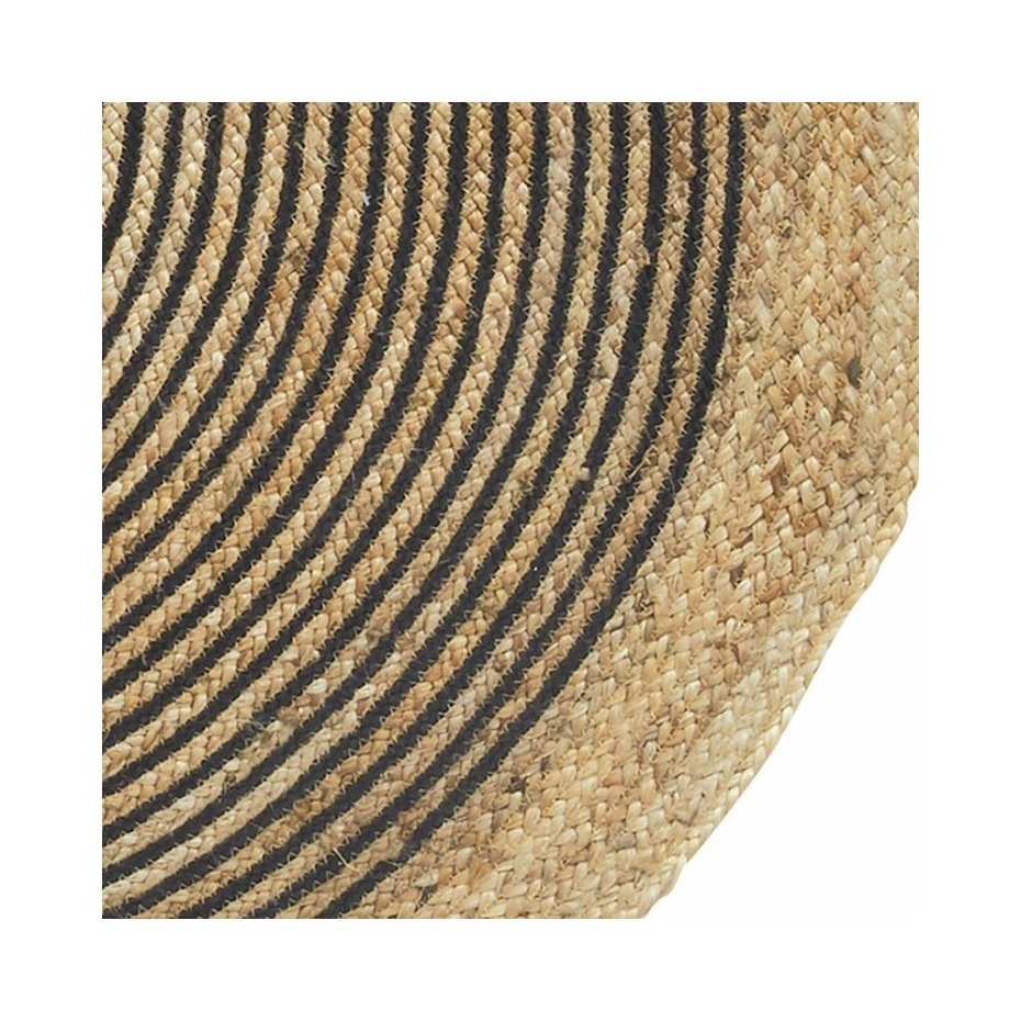 Tapis rond en jute et coton noir Diamètre 120 cm