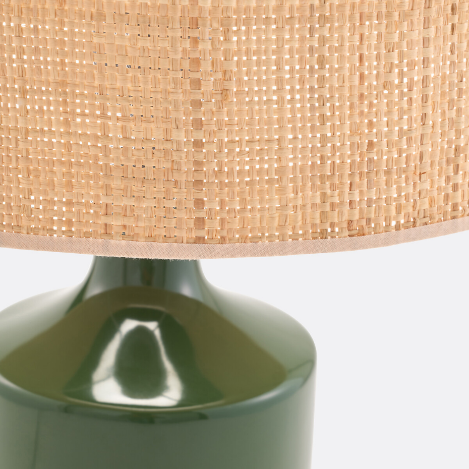 Lampe à poser céramique et raphia, Rabano