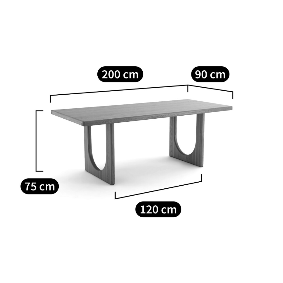 Table à manger, rectangulaire, chêne et plaqué, 6 à 8 couverts, DOUVE