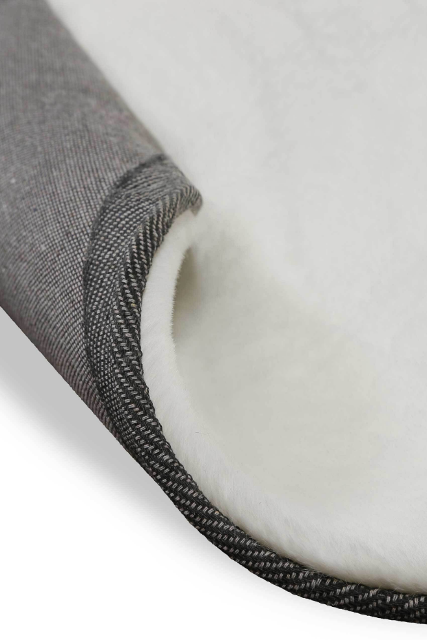 Tapis salon rond doux sensation peau de lapin ,  Anna