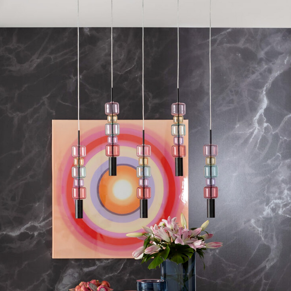 Suspension en verre et acier, CANDY BAR